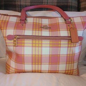 Coach Garden Plaid Tote EUC
